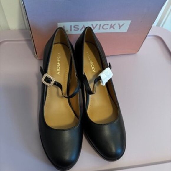 NWT Lisa Vicky Black Bobble Platform Maryjane Pump - 8 1/2 Women - Picture 7 of 10